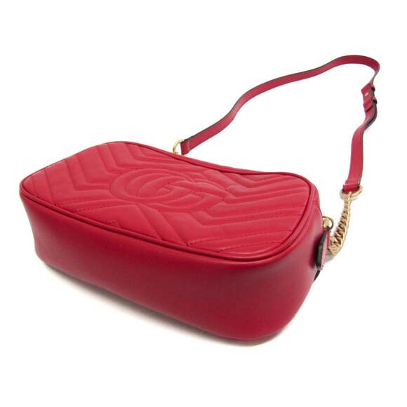 GUCCI Authentic Red Leather GG Marmont Shoulder Bag main image 9